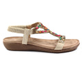 Beige - Back - Lunar Womens-Ladies Mariella Beaded Sandals