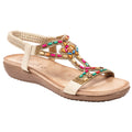 Beige - Front - Lunar Womens-Ladies Mariella Beaded Sandals