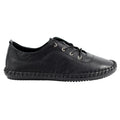 Black - Lifestyle - Lunar Womens-Ladies St Ives Leather Plimsolls