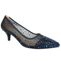 Navy - Front - Lunar Womens-Ladies Alisha Faux Gemstone Court Shoes