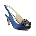 Navy - Front - Lunar Womens-Ladies Ankara Satin Court Shoes