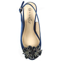 Navy - Lifestyle - Lunar Womens-Ladies Ankara Satin Court Shoes