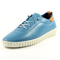 Mid Blue - Side - Lunar Womens-Ladies Flamborough Leather Shoes