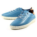 Mid Blue - Front - Lunar Womens-Ladies Flamborough Leather Shoes