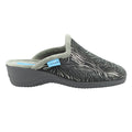 Grey - Back - Lunar Womens-Ladies Darlene Wedge Slippers