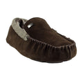 Brown - Front - Lazy Dogz Mens Worley Suede Slippers