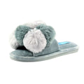 Grey - Close up - Lunar Womens-Ladies Ocelot Print Slippers