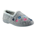 Grey - Front - Lazy Dogz Womens-Ladies Charley Paw Print Slippers