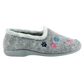 Grey - Side - Lazy Dogz Womens-Ladies Charley Paw Print Slippers