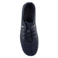 Navy - Side - Lunar Womens-Ladies Abbie Leather Plimsolls