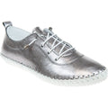 Pewter - Front - Lunar Womens-Ladies St Ives Metallic Leather Plimsolls