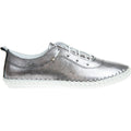 Pewter - Side - Lunar Womens-Ladies St Ives Metallic Leather Plimsolls