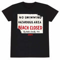 Black - Front - Jaws Unisex Adult No Swimming T-Shirt