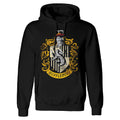 Black - Front - Harry Potter Unisex Adult Hufflepuff Distressed Pullover Hoodie