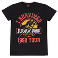 Black - Front - Jurassic Park Unisex Adult I Survived 1993 Tour T-Shirt