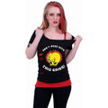 Black - Back - Looney Tunes Womens-Ladies Tough Chick Tweety Top