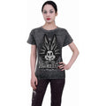 Black - Back - Looney Tunes Womens-Ladies Muertos Bugs Bunny Turn Up T-Shirt