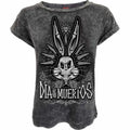 Black - Front - Looney Tunes Womens-Ladies Muertos Bugs Bunny Turn Up T-Shirt