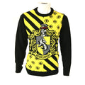 Black-Yellow - Front - Harry Potter Unisex Adult Hufflepuff Christmas Jumper