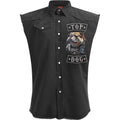 Black - Front - Spiral Direct Unisex Adult Top Dog Stone Wash Shirt