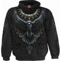 Black - Front - Spiral Direct Unisex Adult Raven Skull Hoodie