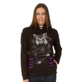 Black - Side - Spiral Direct Womens-Ladies Bright Eyes Ripped Hoodie