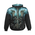 Black-Blue - Back - Spiral Direct Unisex Adult Flaming Spine Hoodie