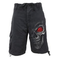 Black - Front - Spiral Direct Unisex Adult Death Stare Stone Wash Cargo Shorts