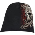 Black - Front - Spiral Skull Shoulder Wrap Beanie