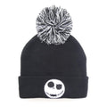 Black - Front - Nightmare Before Christmas Face Jack Skellington Beanie