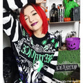 Black-White-Green - Side - Beetlejuice Unisex Adult Showtime Knitted Jumper