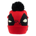 Red-Black - Front - Deadpool Face Pom Pom Beanie