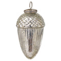 Silver - Front - The Noel Collection Textured Acorn Bauble