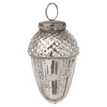 Silver - Side - The Noel Collection Textured Acorn Bauble