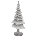 Grey - Front - Hill Interiors Snowy Tree Wood Effect Carved Christmas Decoration