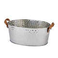 Silver-Brown - Front - Hill Interiors Leather Handled Hammered Champagne Bucket