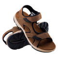 Dark Brown-Black - Lifestyle - Hi-Tec Mens Lucibel Leather Sandals