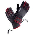 Ebony Melange-Merlot - Front - Hi-Tec Mens Huri Logo Ski Gloves