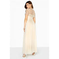 Beige - Back - Little Mistress Womens-Ladies Detachable Cape Maxi Dress