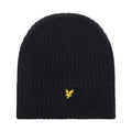 Dark Navy - Front - Lyle & Scott Mens Ribbed Knitted Beanie