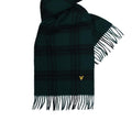 Argyle Teal-Jet Black - Back - Lyle & Scott Checked Lambswool Scarf