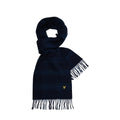 Dark Navy-Dark Denim - Front - Lyle & Scott Checked Lambswool Scarf