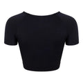 Black - Back - Silky Girls Plain Crop Top