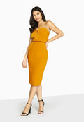 Yellow - Pack Shot - Girls On Film Womens-Ladies Midas Touch Sweetheart Midi Dress