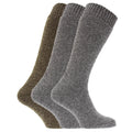 Grey-Brown - Front - Mens Thermal Wool Blend Long Wellington Boot Socks (Pack Of 3)