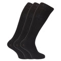 Black - Front - Mens Wool Blend Long Length Socks With Padded Sole (Pack Of 3)