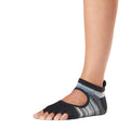 Black-Grey-Blue - Side - Toesox Womens-Ladies Bellarina Duet Half Toe Socks