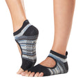 Black-Grey-Blue - Front - Toesox Womens-Ladies Bellarina Duet Half Toe Socks