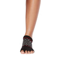 Black - Side - Toesox Womens-Ladies Gripped Half Toe Socks