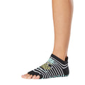 Black - Side - Toesox Womens-Ladies Sweet Life Half Toe Socks